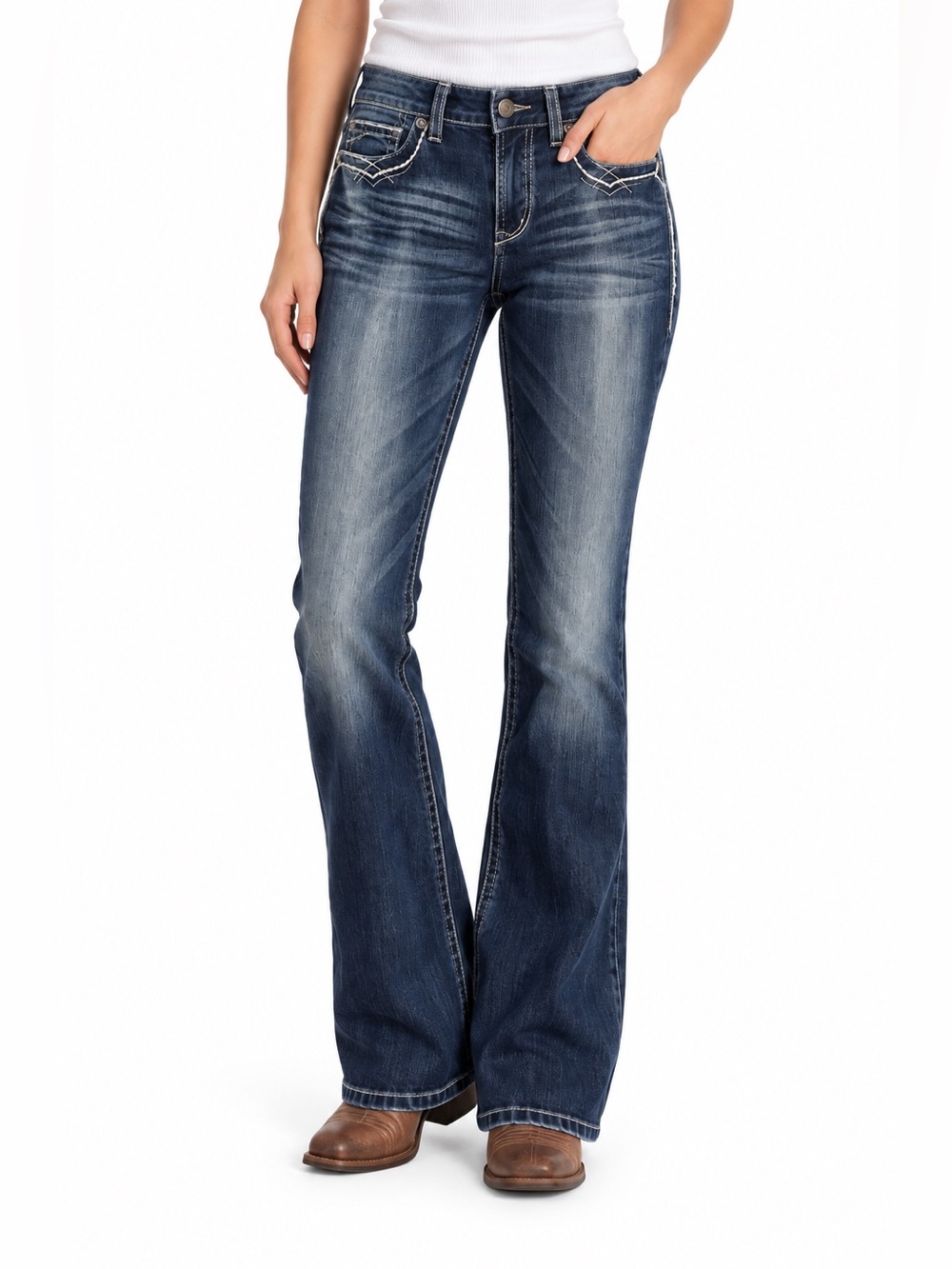 Ariat REAL Women’s Bootcut Jeans Size 29S Dark Wash Stretch Denim Western Flare